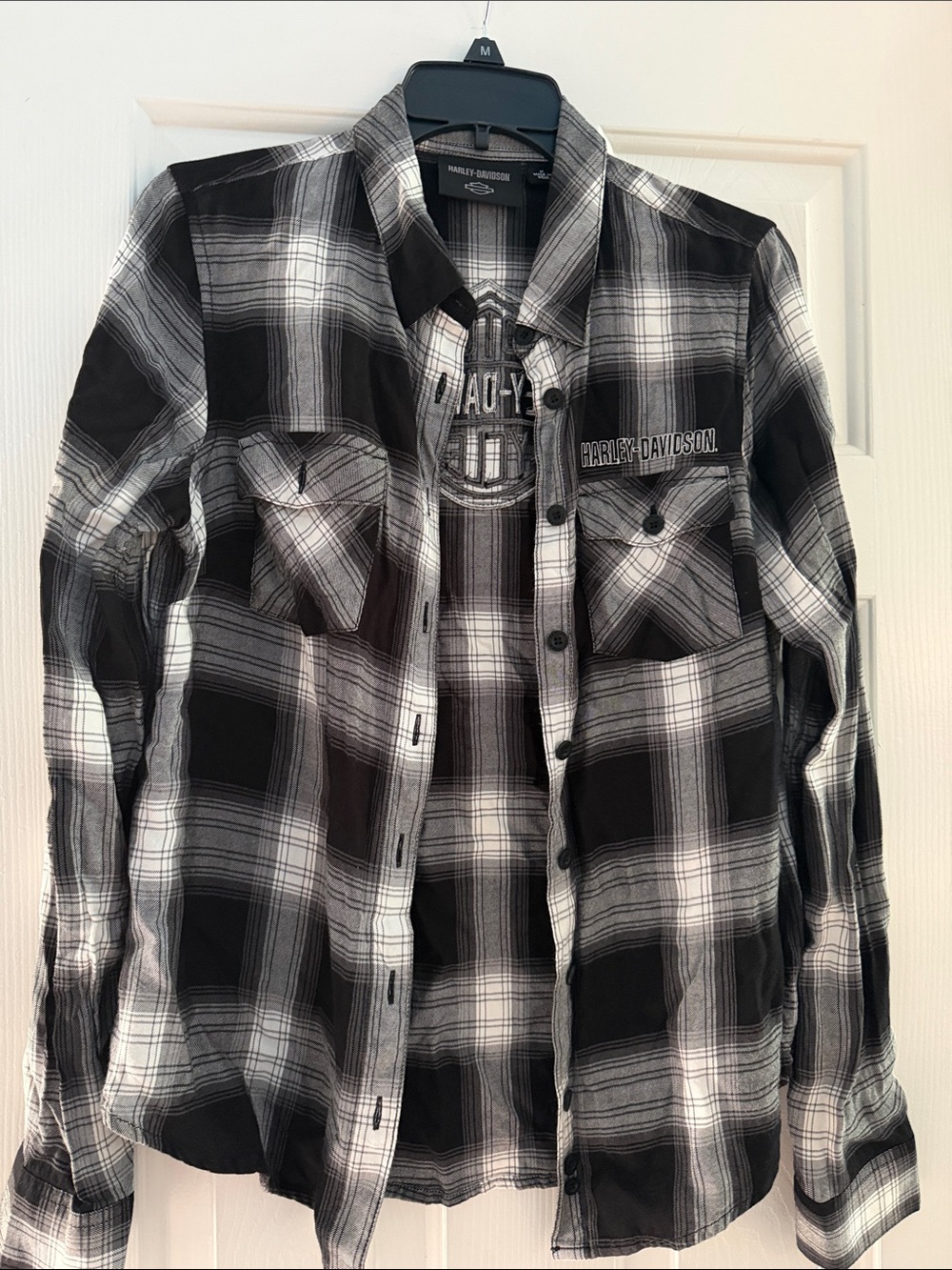 Harley-Davidson Black and White Plaid shirt